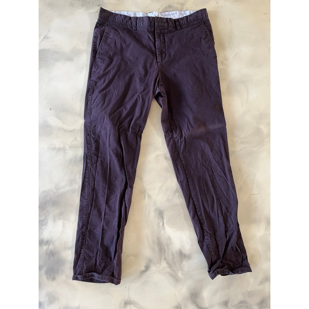 Calvin Klein Mens Slim Fit Casual Stretch Chino Pants Purple Modern 34x32